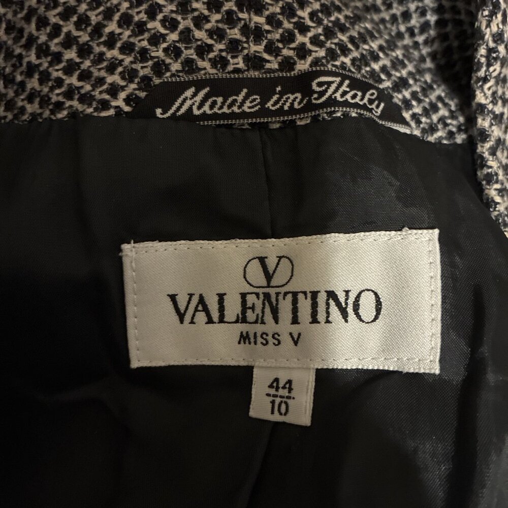 Valentino Authentic Black White Linen Long Sleeve Blazer Jacket US 10 IT 44 M - Picture 5 of 9